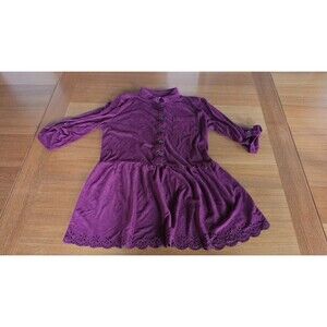 Satin Flowers Girl's Plum Polyester Long Top Size 10/12 READ Description